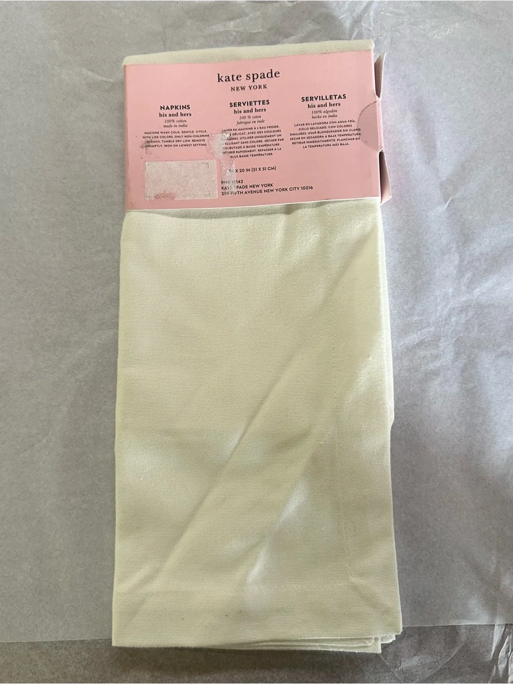 kate spade Cream and Black 'His & Hers' Napkin Set